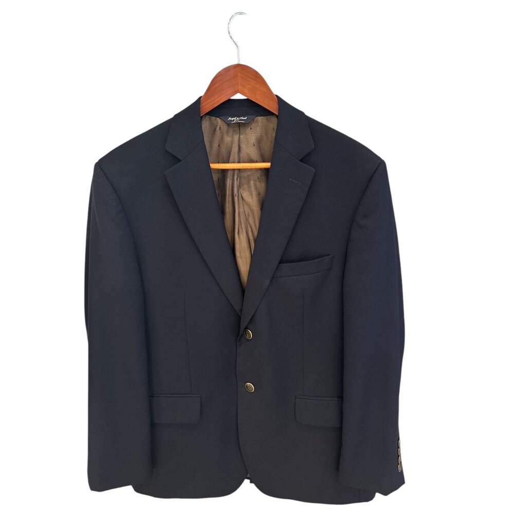 Joseph & Feiss Gold Mens Blazer 42S 100% Wool Black